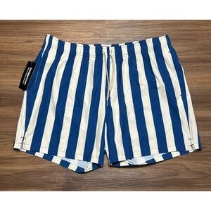 Bearbottom Blue Candy Stripe Swim Shorts 5.5" Nantucket Mesh Lined Sz 2XL